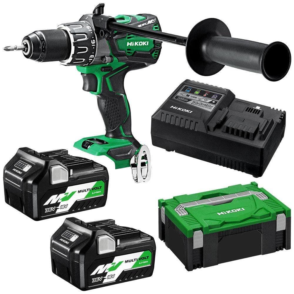 HIKOKI 36V MULTIVOLT Schlagbohrmaschinen-Set 2 x 2,5 Ah/5,0 Ah 13 mm DS36DA(HRZ)