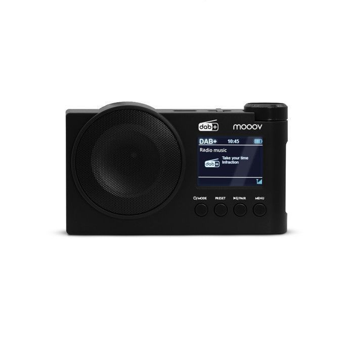 MOOOV 477254 Draagbare Bluetooth DAB/DAB+ radio met wekkerfunctie - Voeding via oplaadbare batterij of USB-C kabel - Zwart