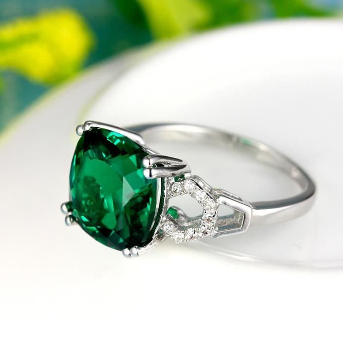 Anillo de boda de lujo RMEGA para mujer - Chapado en oro blanco - Circonita - Tamaño ajustable - Regalo de aniversario