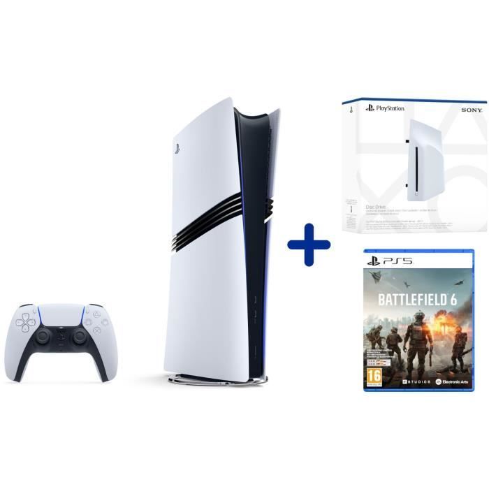 Pack PS5 Pro : Console PlayStation 5 Pro + Lecteur de disques pour Console PS5 SLIM édition numérique et Pro + Battlefield 6