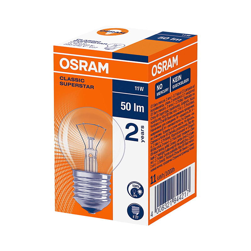 Osram-Glühbirne 11W E27 Classic P, Crown Osram