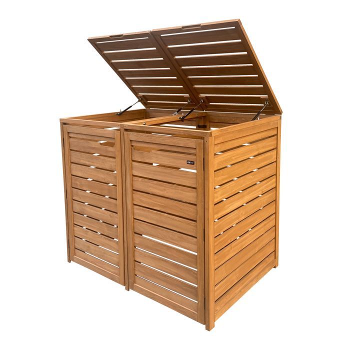 Refugio para contenedores de madera AXI Lex Brown - Recinto para 2 contenedores - Máx. 240L - Refugio para contenedores de exterior con excelente