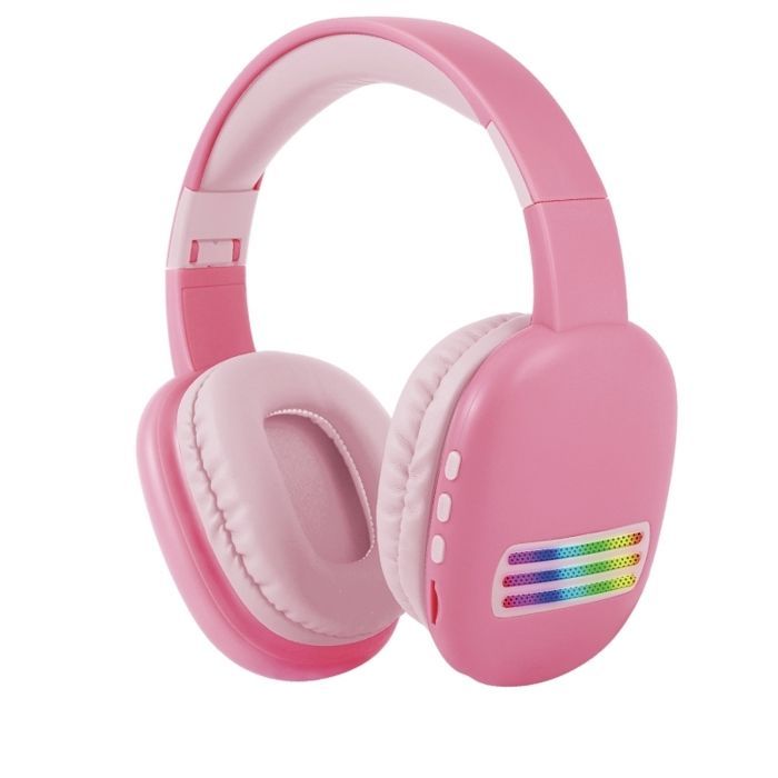Auriculares inalámbricos supraaurales, Bluetooth 5.1 y sonido estéreo, plegables, auriculares con graves potentes para la escuela/tableta (rosa)