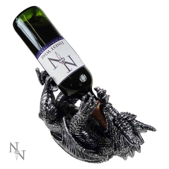 Porte-bouteille de vin - NEMESIS NOW - Dragon Guzzler - Argent - 32 cm - Gothique