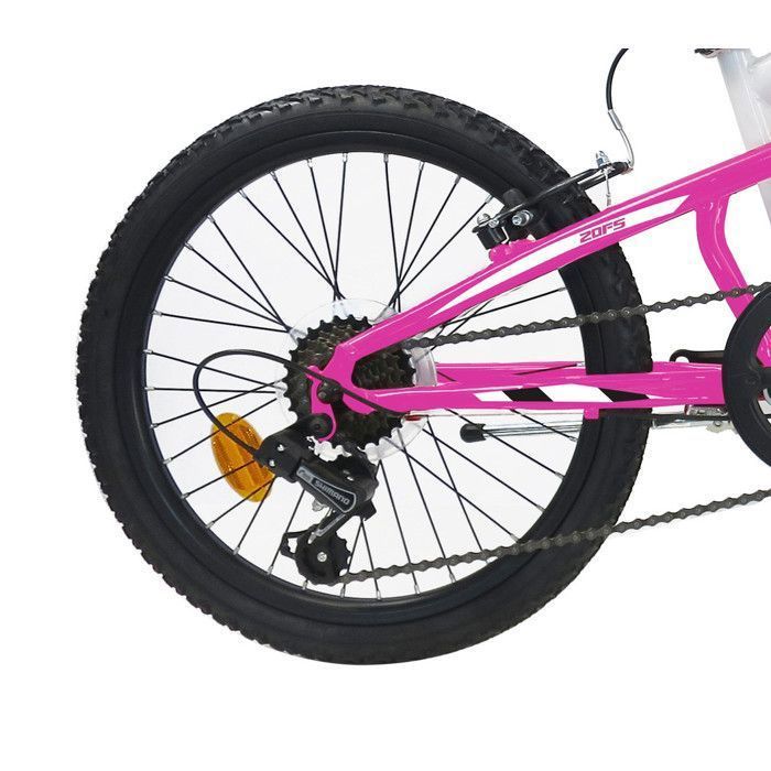 Vélo enfant fille - VTT 20'' - Tout Suspendu  - 6 vitesses Shimano - Frein à disque avant .