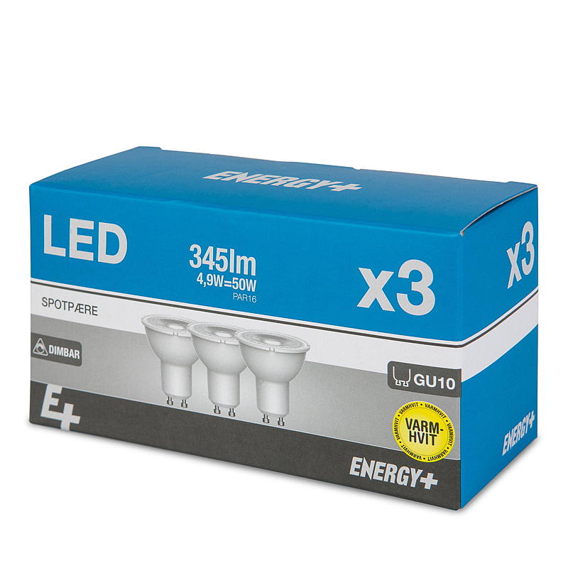 Energispotlight LED 345 lm 3-pack Dimbar, GU10