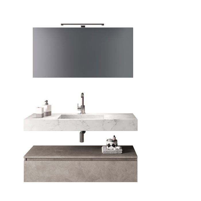 Conjunto de baño ASTRA de 5 piezas en mármol de Carrara y piedra de La Habana.