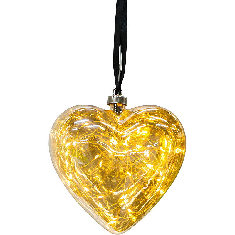 Glasherz für Zuhause, 17,5 x 19 cm, 30 LEDs