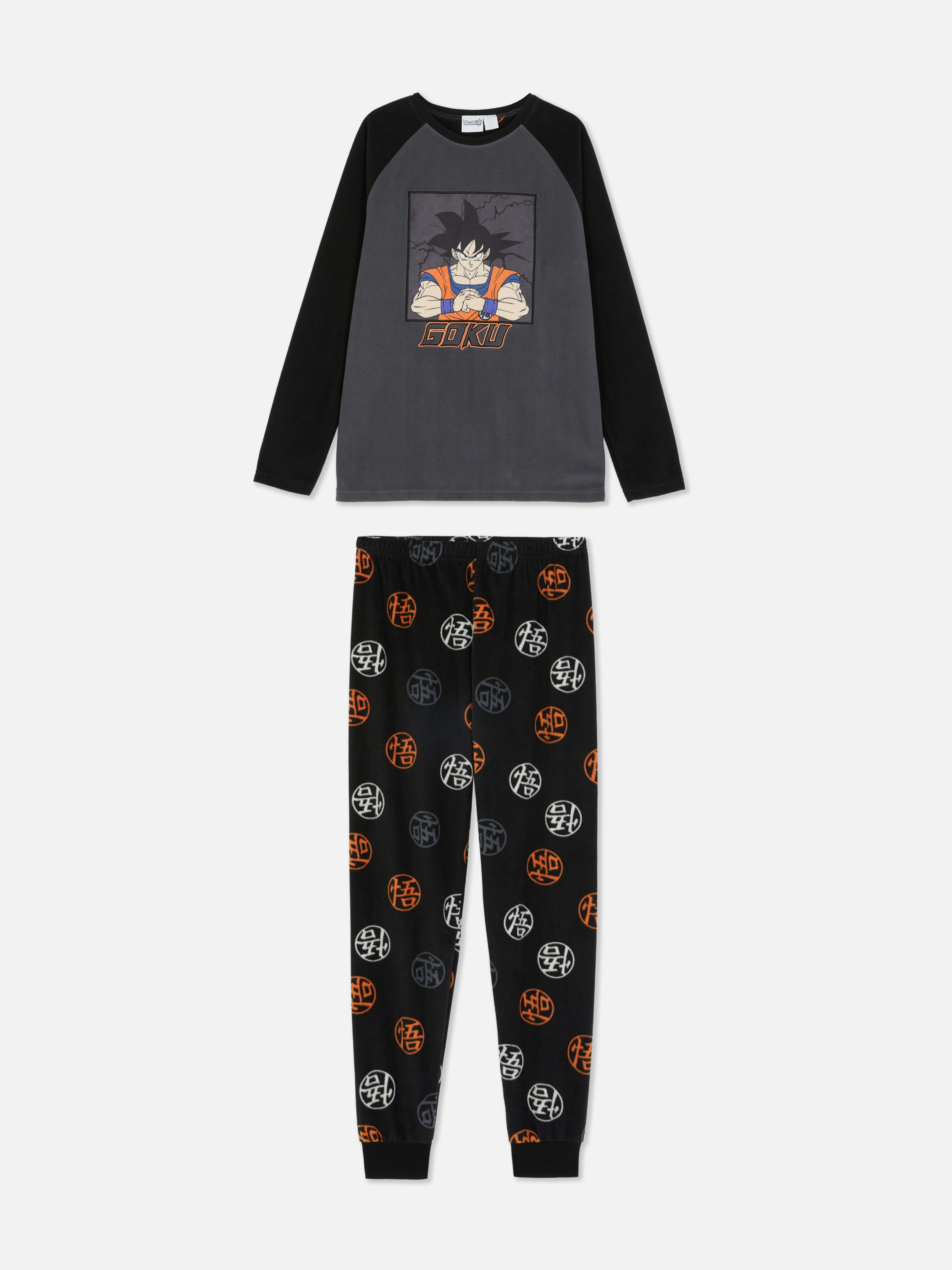Pijamale din fleece cu mânecă lungă Dragon Ball Z Set de pijamale din două piese Dragon Ball Z, cu un top cu mânecă lungă și pantaloni de pijama asortați