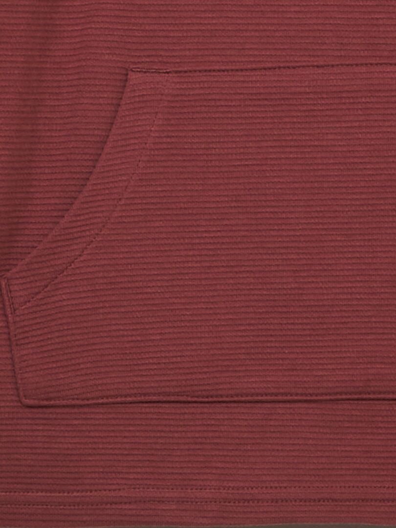 Gestructureerd T-shirt met kangoeroezak - ROOD