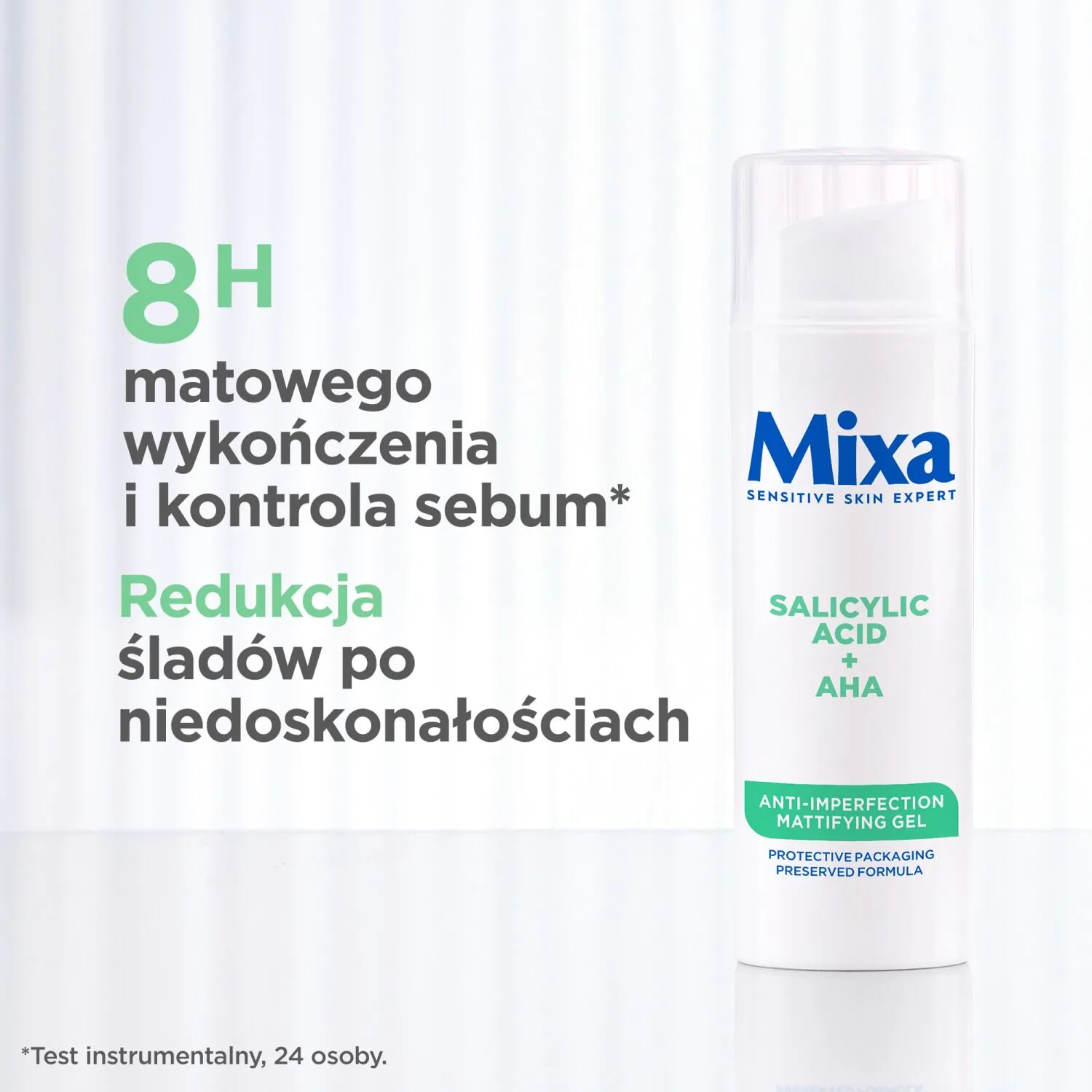 Mixa Żel matujący do twarzy przeciw niedoskonałościom Kwas Salicylowy + Kwasy AHA