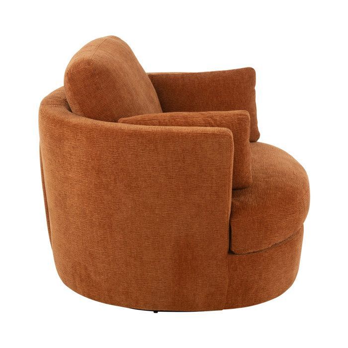 Fauteuil pivotant rond 109x100x89 cm en tissu rouille