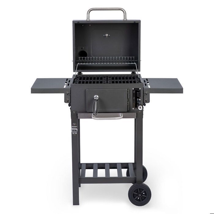 Barbacoa de carbón - BERDSEN - BD-892 - Parrilla de hierro fundido 42x31,5 cm - Termómetro integrado - Antracita