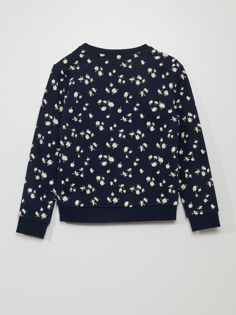 Sweatshirt van fleece met print - BLAUW