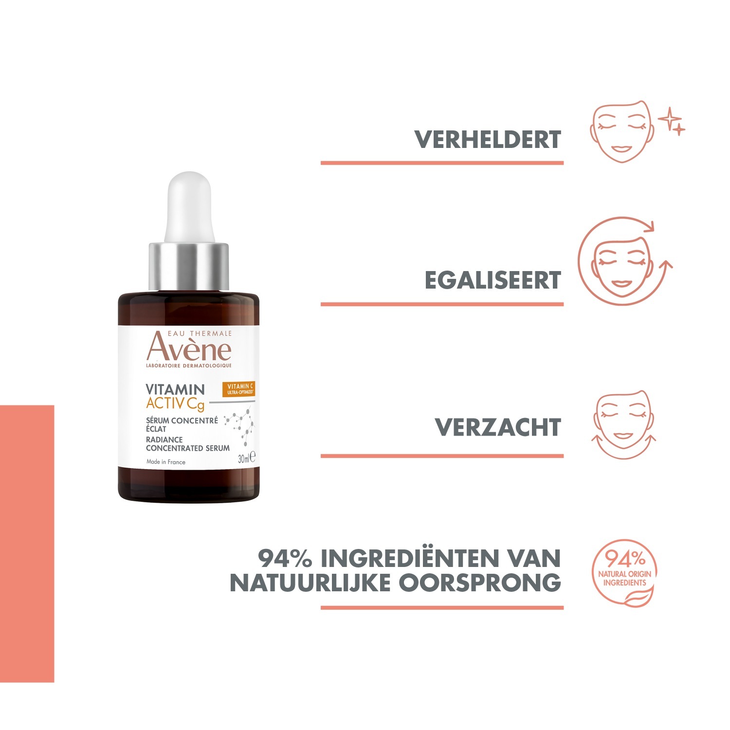 Avène pretnovecošanās serums ar vitamīnu Activ Cg Radiance koncentrētu serumu - 30 ml