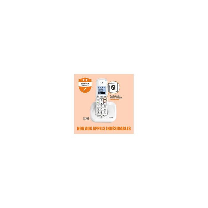 Teléfono inalámbrico - ALCATEL - DECT XL785 Duo - Pantalla grande retroiluminada - 2 terminales - Manos libres