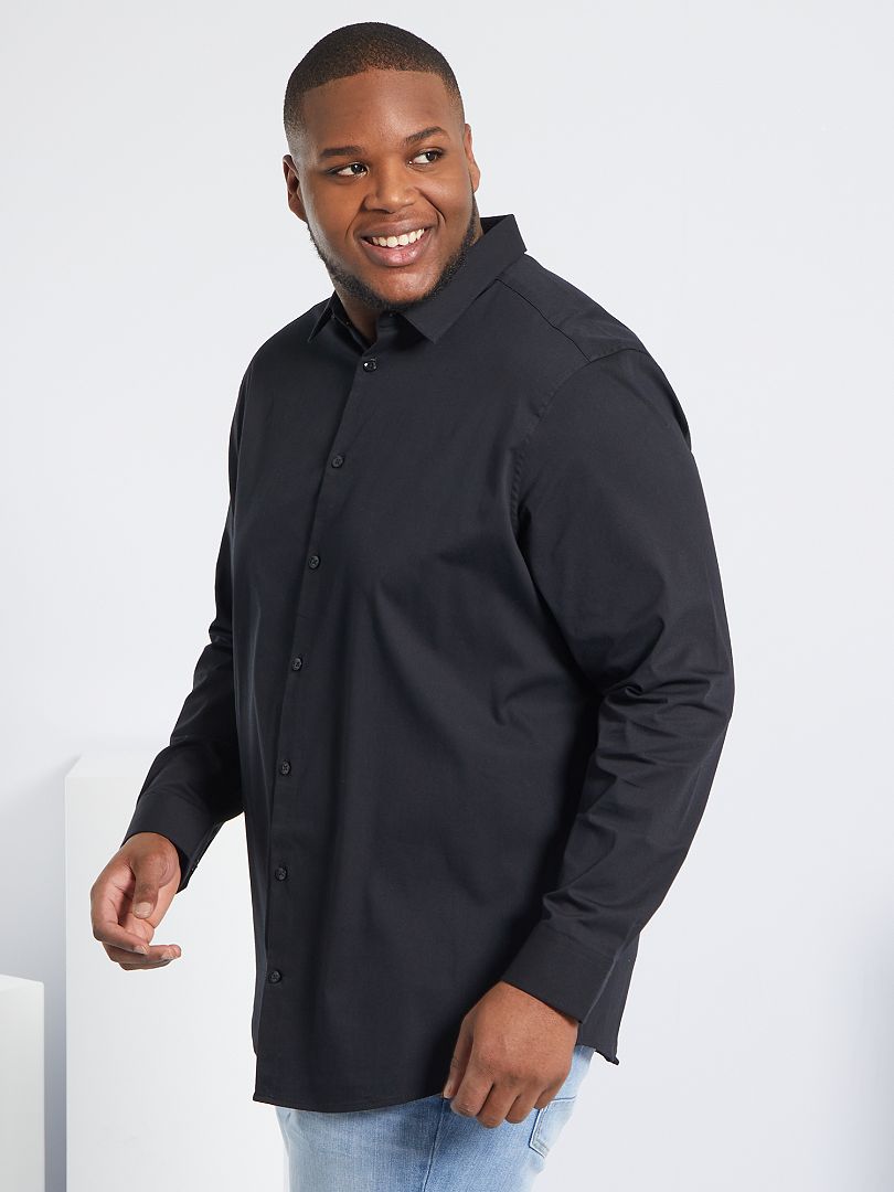 Stretch twill overhemd - zwart