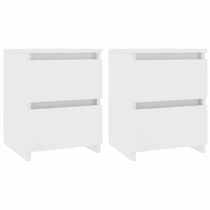 Mesas de cabeceira vidaXL, conjunto de 2, 30x30x40 cm, madeira industrializada, branca, 2 gavetas deslizantes cada, mesa de cabeceira, 800514