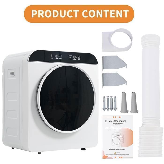Sèche-linge compact 3 kg, 830 W, 6 programmes, stérilisation UV/haute température, minuterie 10–180 min, mural, classe G