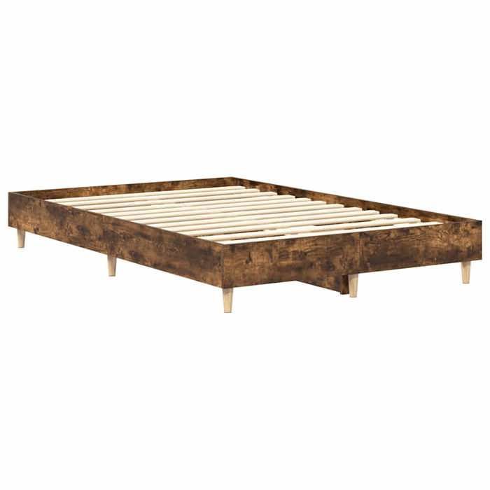 Estructura de cama de madera de ingeniería - vidaXL - 120x190 cm - Roble ahumado - Base de láminas - Patas robustas