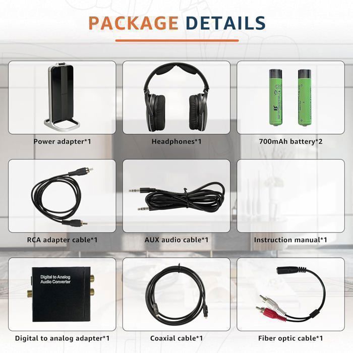 Retekess TA007 Bluetooth Wireless TV Headphones - 2.4G Transmitter Charging Station - No Audio Delay - 12-Hour Battery Life - Home