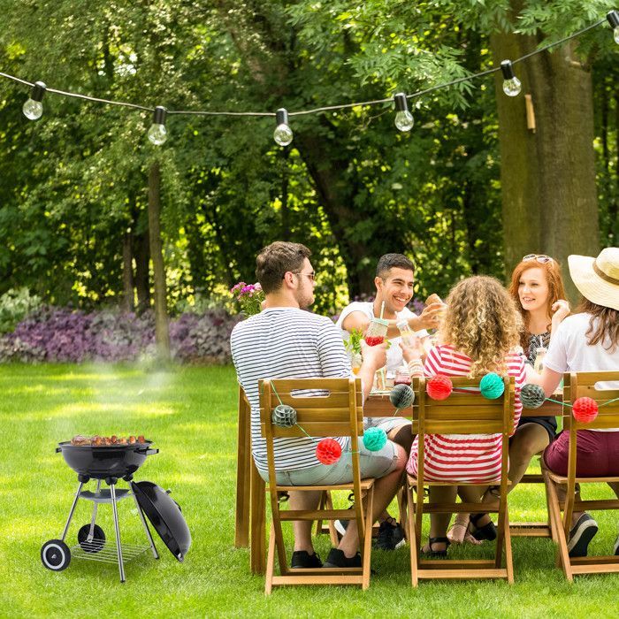 Relaxdays Balbarbecue, standaard en asbak, draagbaar, tuin en camping, houtskool, zwart, 40 cm