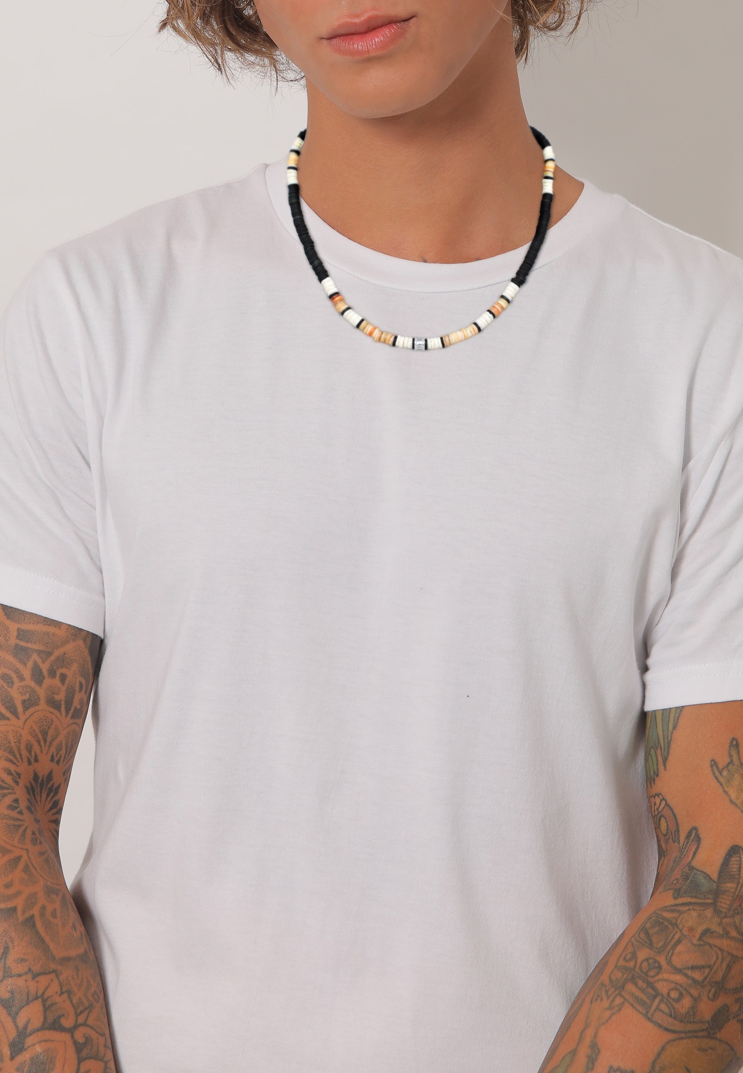 KUZZOI Perles pour hommes Vintage Surfer avec perles Heishi en argent sterling 925