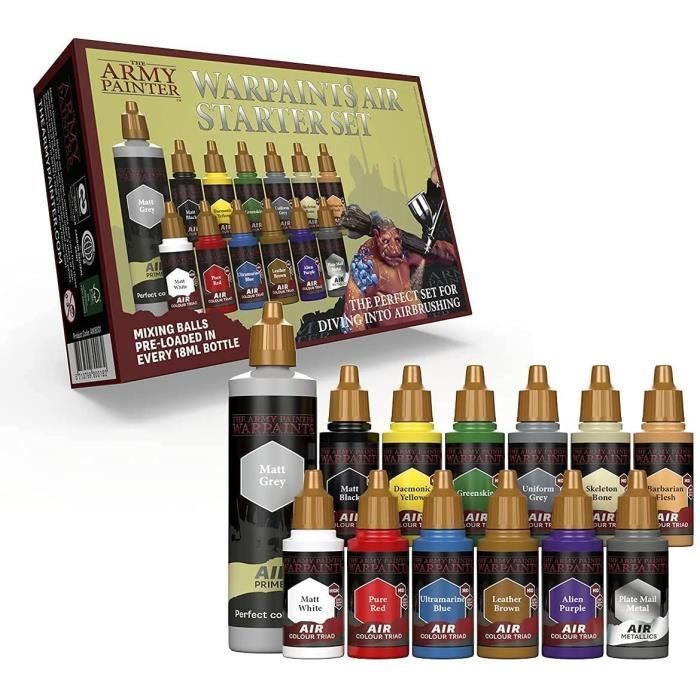 Acrylverfset - The Army Painter - Warpaints Air - 12 kleuren verf - Niet-giftige primer - Airbrush