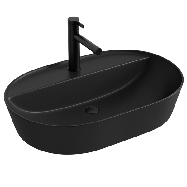 Umywalka nablatowa czarna 60 cm