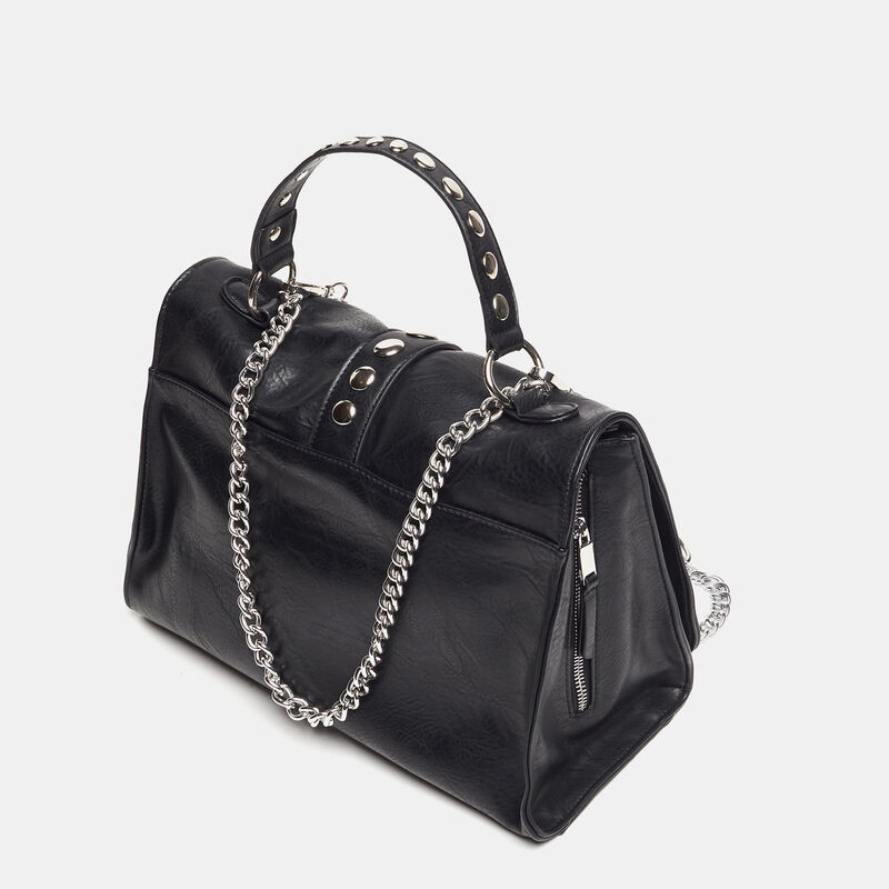 Borsa a mano con borchie e catena