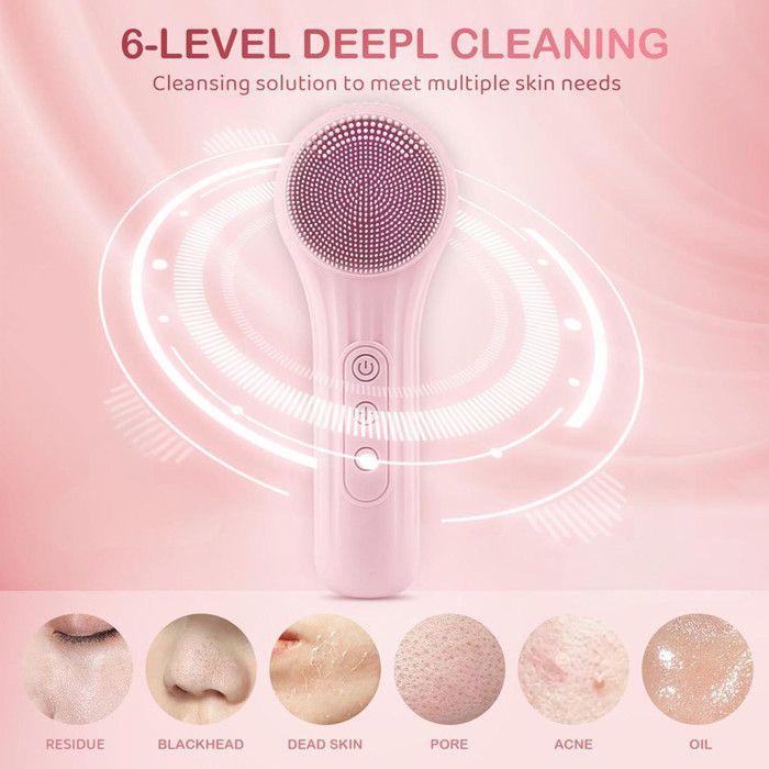 Brosse nettoyante visage ultrasonique - ULISEM - Silicone - 6 vitesses - Étanche - Massage profond