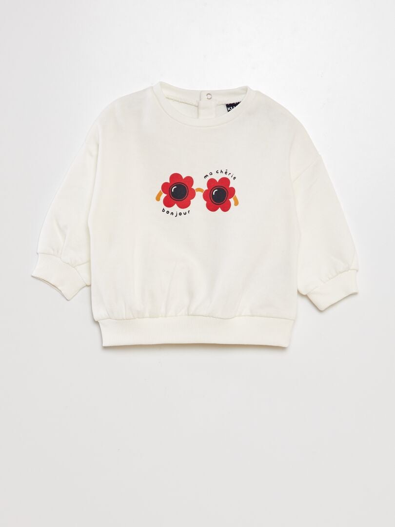 Ruimvallend sweatshirt met print - WIT