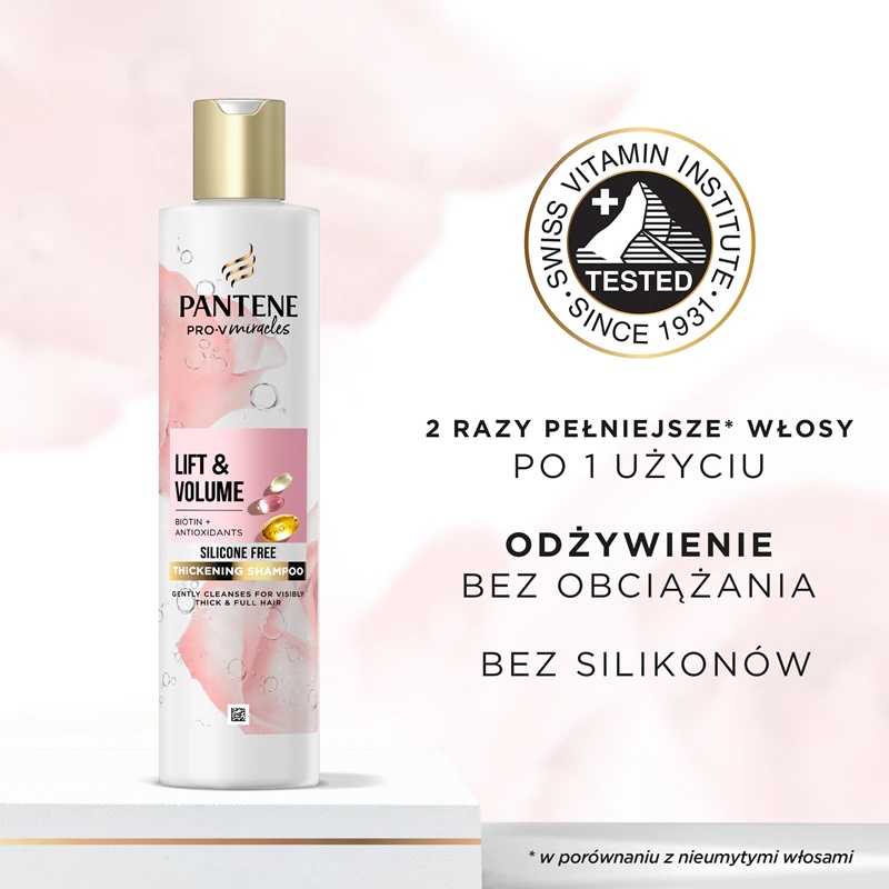 „Pantene Pro-V Miracles Lift'N'Volume“ apimties suteikiantis šampūnas ploniems plaukams su biotinu