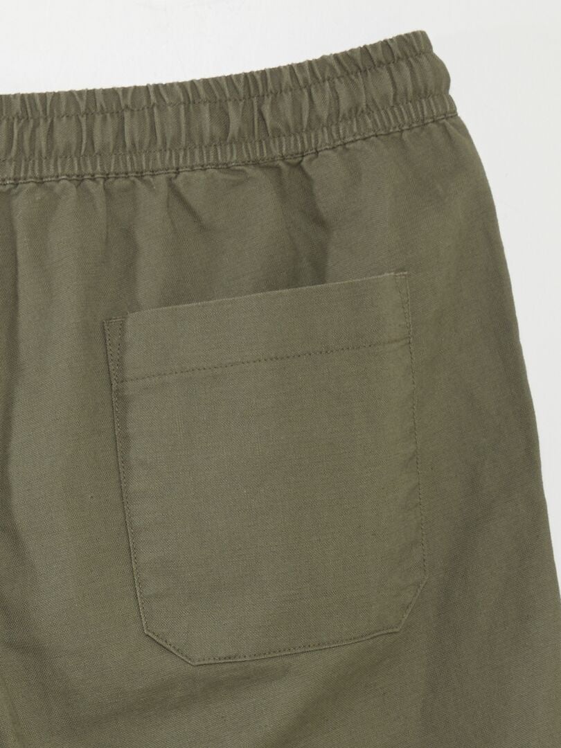 Chino shorts met wijde pijpen en linnen - GROEN