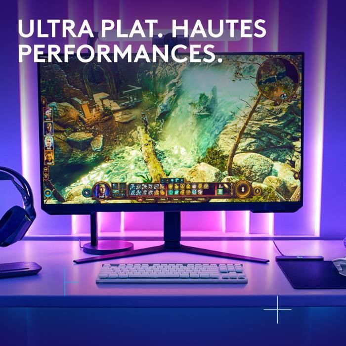 Teclado para jogos - Sem fio - Logitech G - G515 TKL Lightspeed - AZERTY - Mecânico tátil - Retroiluminado - Branco