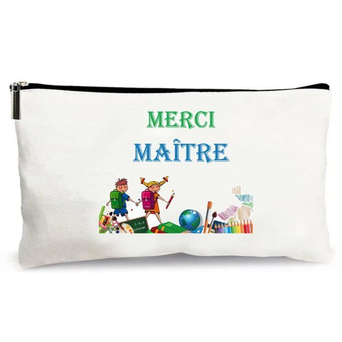 trousse beige merci maître enfants école cadeau fait main merci