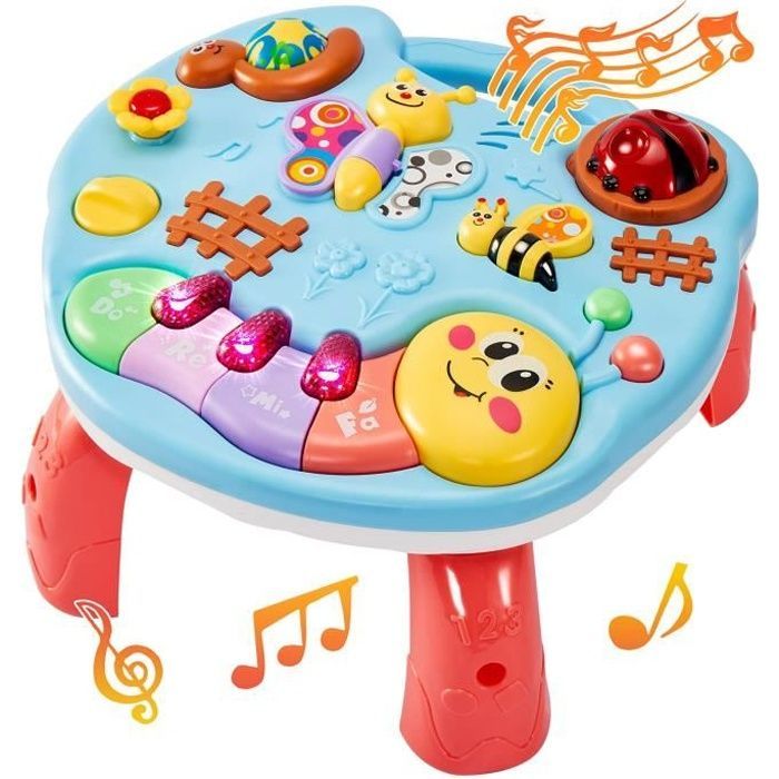 Mesa de actividades musical para bebés de 1 año, juguete de aprendizaje temprano para niñas, juegos musicales educativos, regalo para bebés de 12 a 18 meses (niñas y niños).