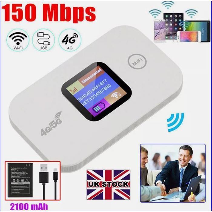 Router WiFi portátil - GIGICIAL - 4G/5G LTE - 15 horas de autonomía - Conecta 10 dispositivos - Pantalla LCD de 1,44