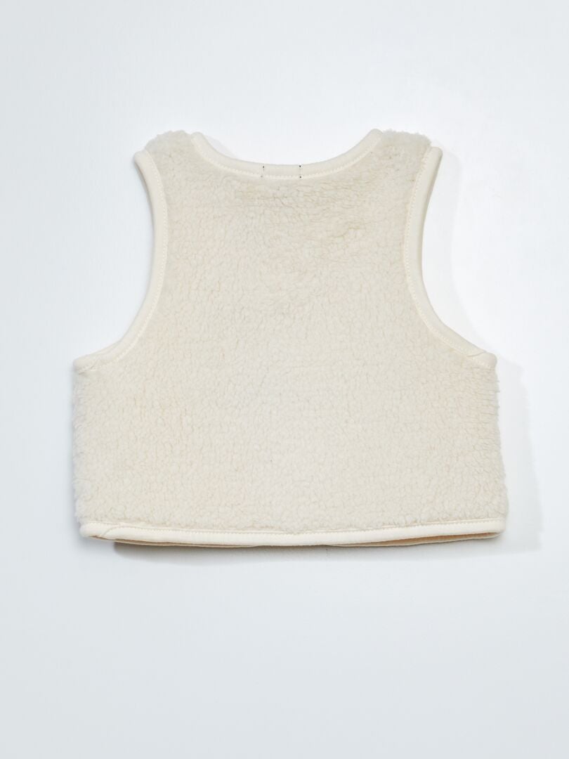 Cardigã Sherpa sem mangas - BRANCO