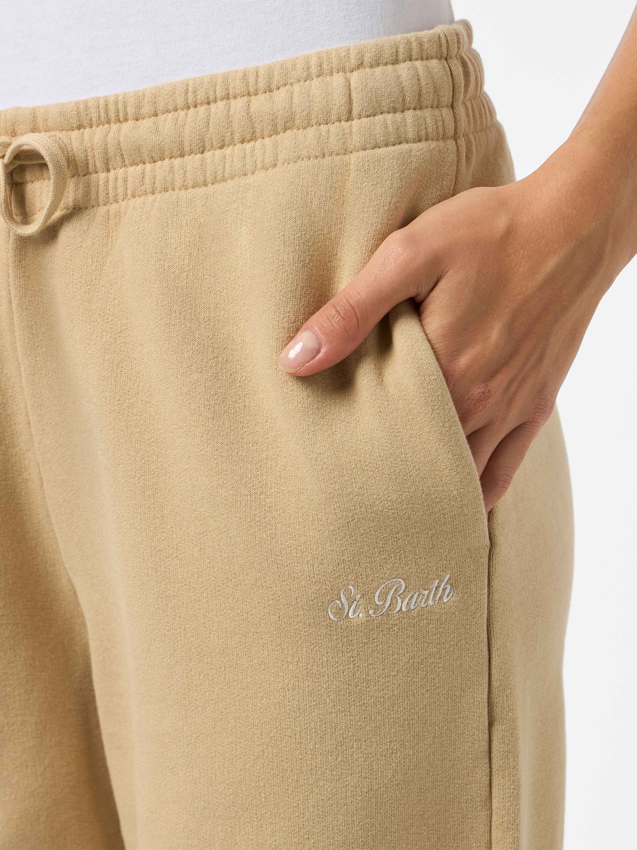 Odalys Damen-Jogginghose aus beigefarbenem Baumwollfleece