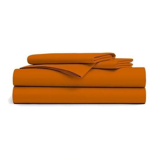 Lençol plano - DUBLANC - 240x300cm - Laranja - 100% Algodão - Resistente ao uso intenso