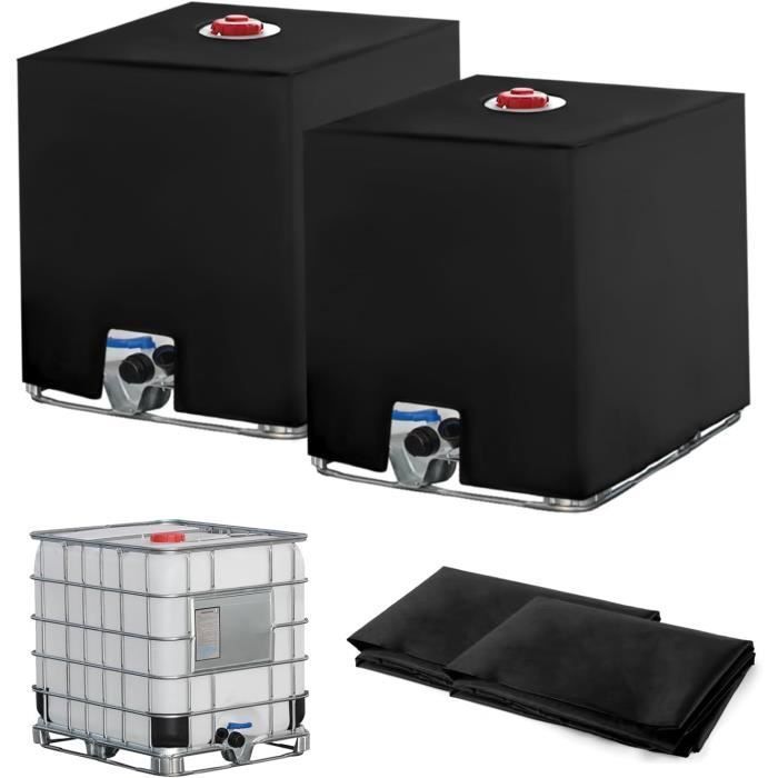 Lona de 2 piezas para tanque IBC de 1000 L, lona para recolección de agua de lluvia, lona para tanque de agua resistente a los rayos UV y al polvo, tapa con etiqueta.