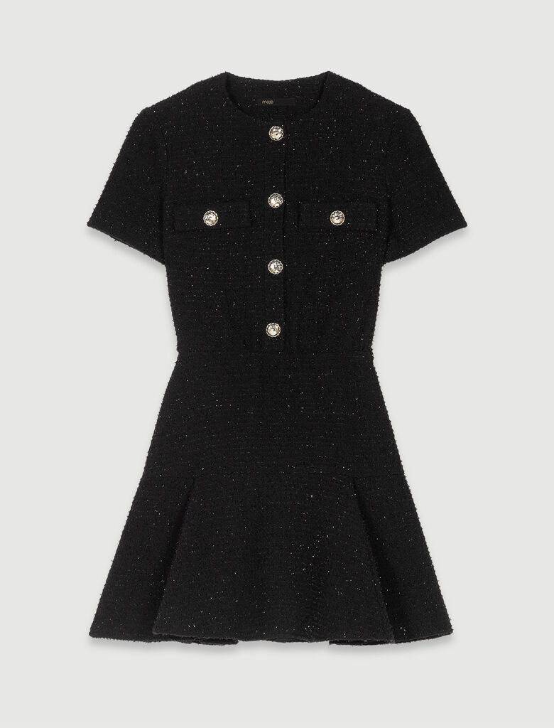 Rochie scurtă din tweed - Negru