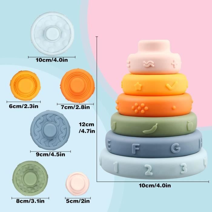 Stapelspeelgoed - Educatief speelgoed voor jonge kinderen - Activiteitenkubus - 6 kleurrijke cirkels - Fijne motoriek - Vanaf 6 maanden