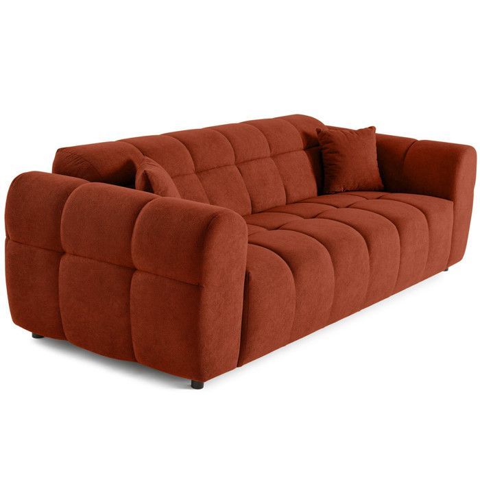 Ray – 3-Sitzer-Sofa mit gerader Sitzfläche in strukturiertem Stoff – Rot