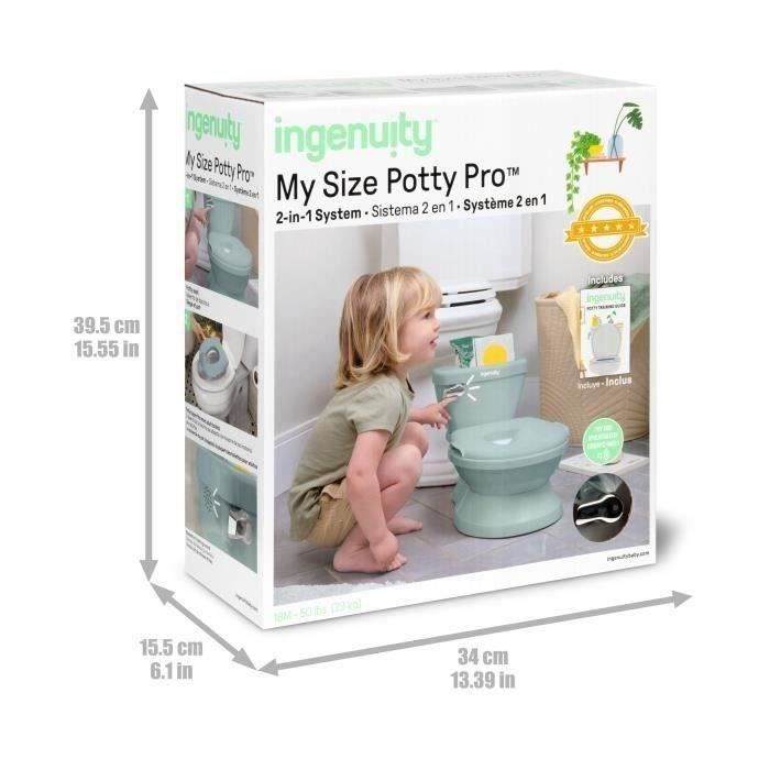 INGENUITY Mini Children's Toilet with Toilet Seat Reducer Included, Musical Flush and Integrated Wipe Storage, Green