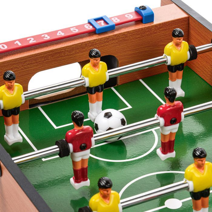 METEOR Derby Tafelvoetbaltafel - Draagbaar en lichtgewicht - 6 spelers - Compact - Natuurlijk hout