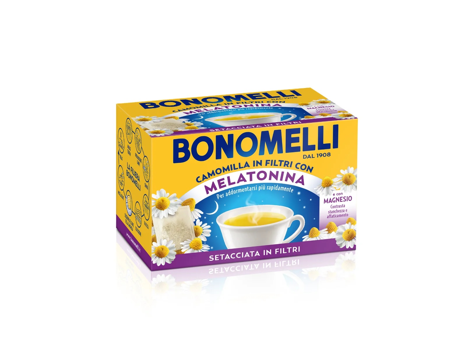 BONOMELLI Tisane à la camomille filtrée avec mélatonine et magnésium 14 sachets