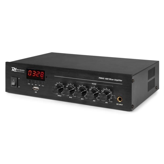 Amplificador - POWER DYNAMICS - PDM45 - 100V - 45W - Bluetooth, MP3, USB, AUX, controle remoto