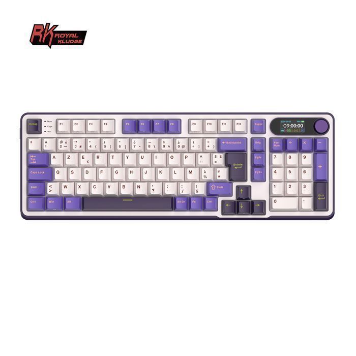 RK ROYAL KLUDGE S98 Clavier mécanique avec écran intelligent et boutons,96% sans fil,BT/2,4 GHz/USB-C,disposition AZERTY française